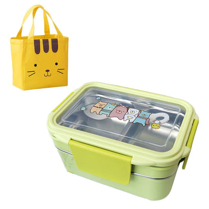 Cartoon Lunch Box Stainless Steel Double Layer Food Container Portable for Kids Kids Picnic School Bento Box