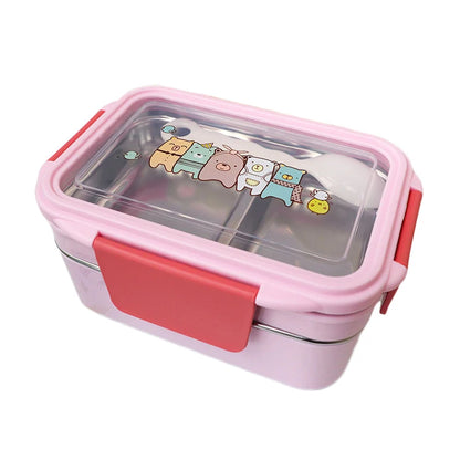 Cartoon Lunch Box Stainless Steel Double Layer Food Container Portable for Kids Kids Picnic School Bento Box