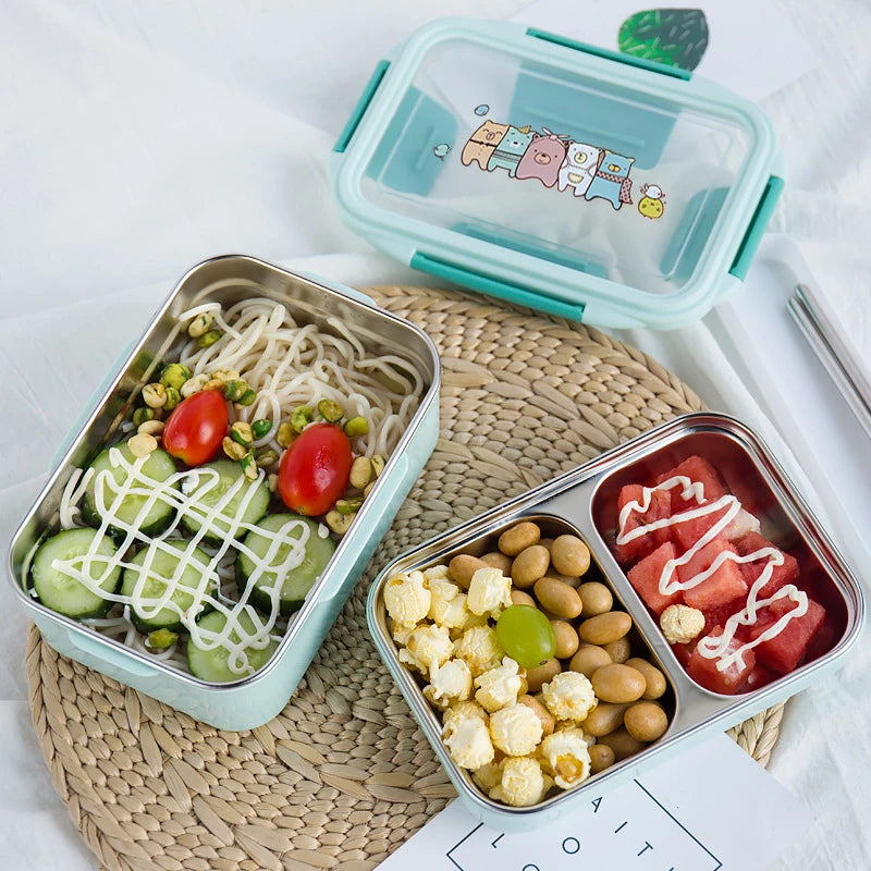 Cartoon Lunch Box Stainless Steel Double Layer Food Container Portable for Kids Kids Picnic School Bento Box